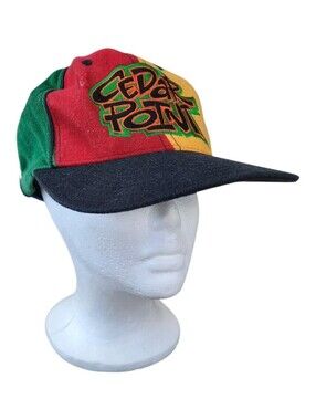 Vintage 90s Cedar Point Amusement Park Cotton Colorblock Hat Unisex OS *FLAWED*